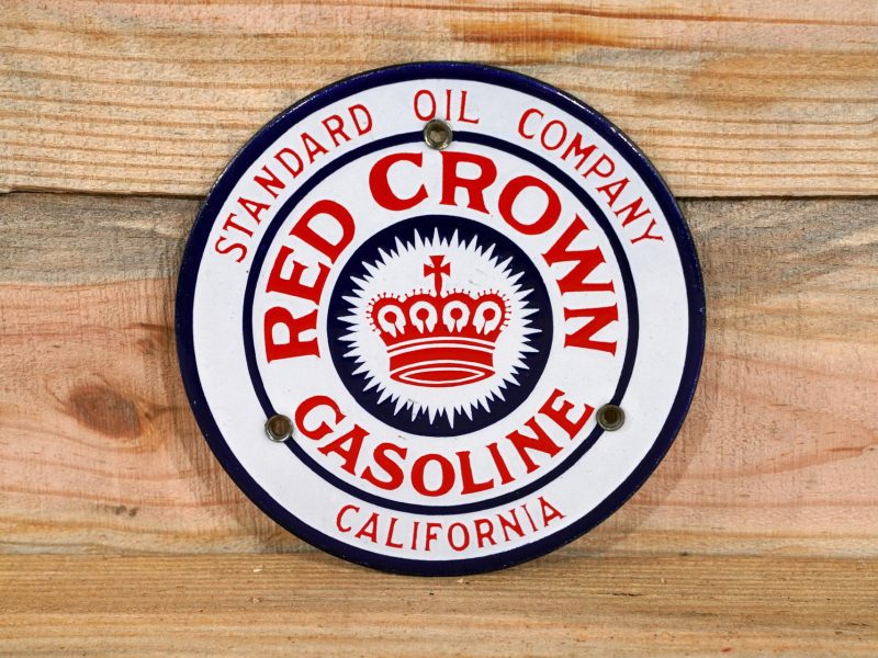 Vintage Red Crown Gasoline Sign