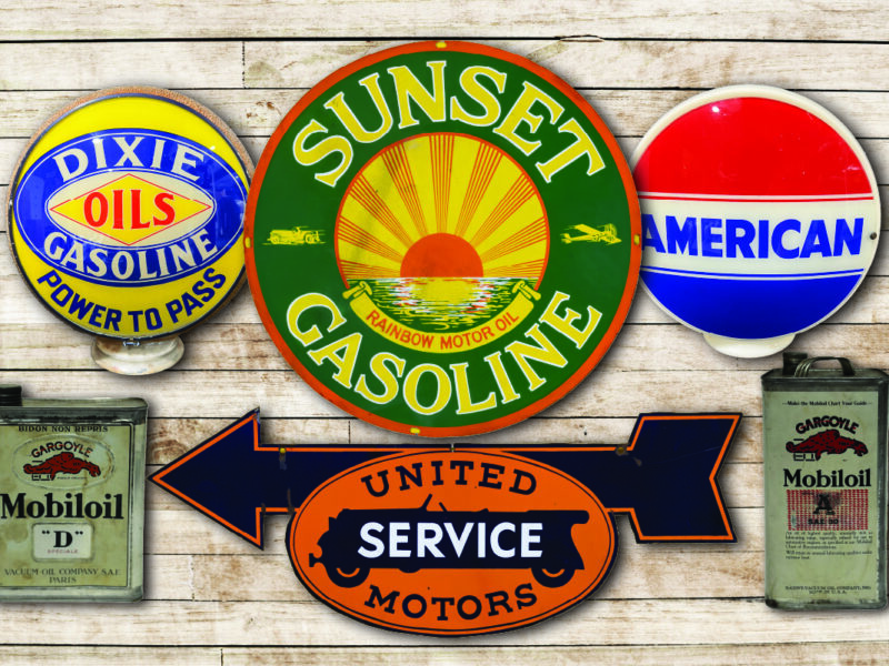 Automobilia Signs Displayed On A Wall